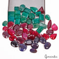 750 Ct/50 Pcs Natural Multi Color Emerald Ruby Sapphire Mixed Cut Loose Gems Lot