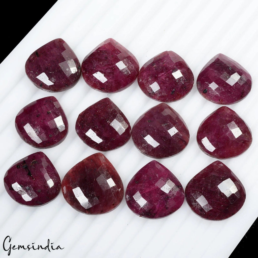 Loose Gemstone Checkerboard Cut 450 Ct Pear Shape 23-26mm Natural Red Ruby Lot
