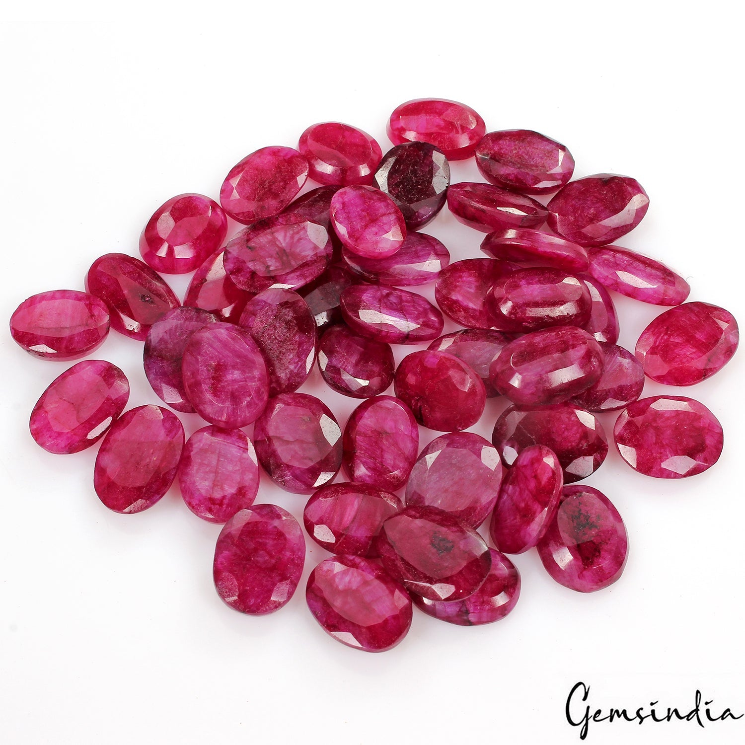 500 Ct Natural Red Bixbite Beryl Mix Cut Loose Faceted 15-19mm Gemstones~46 Pcs