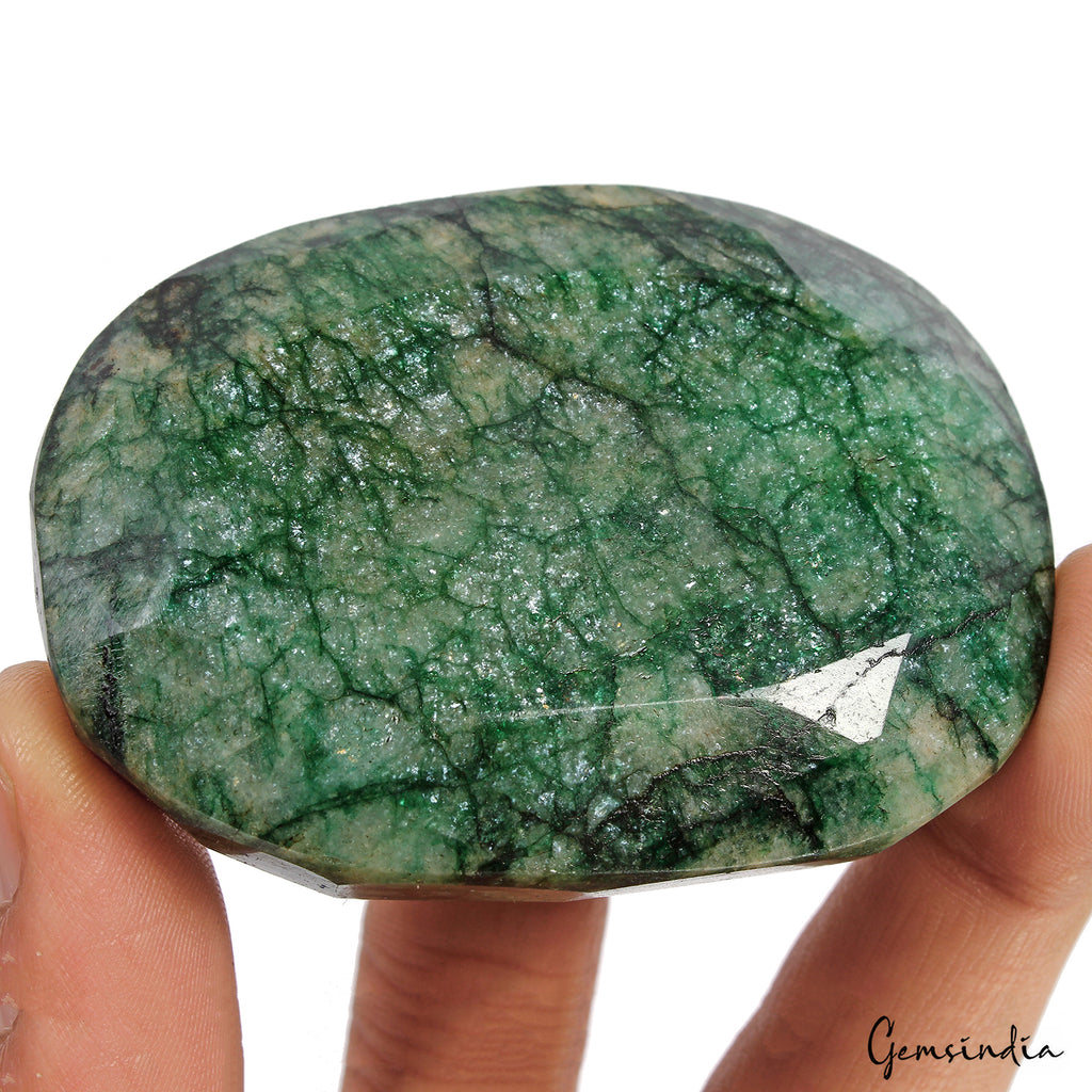 Brazilian Emerald Loose Gemstone, Color Enhanced, Green — 74 x 55 x 23 mm, 850 Ct, Brazil