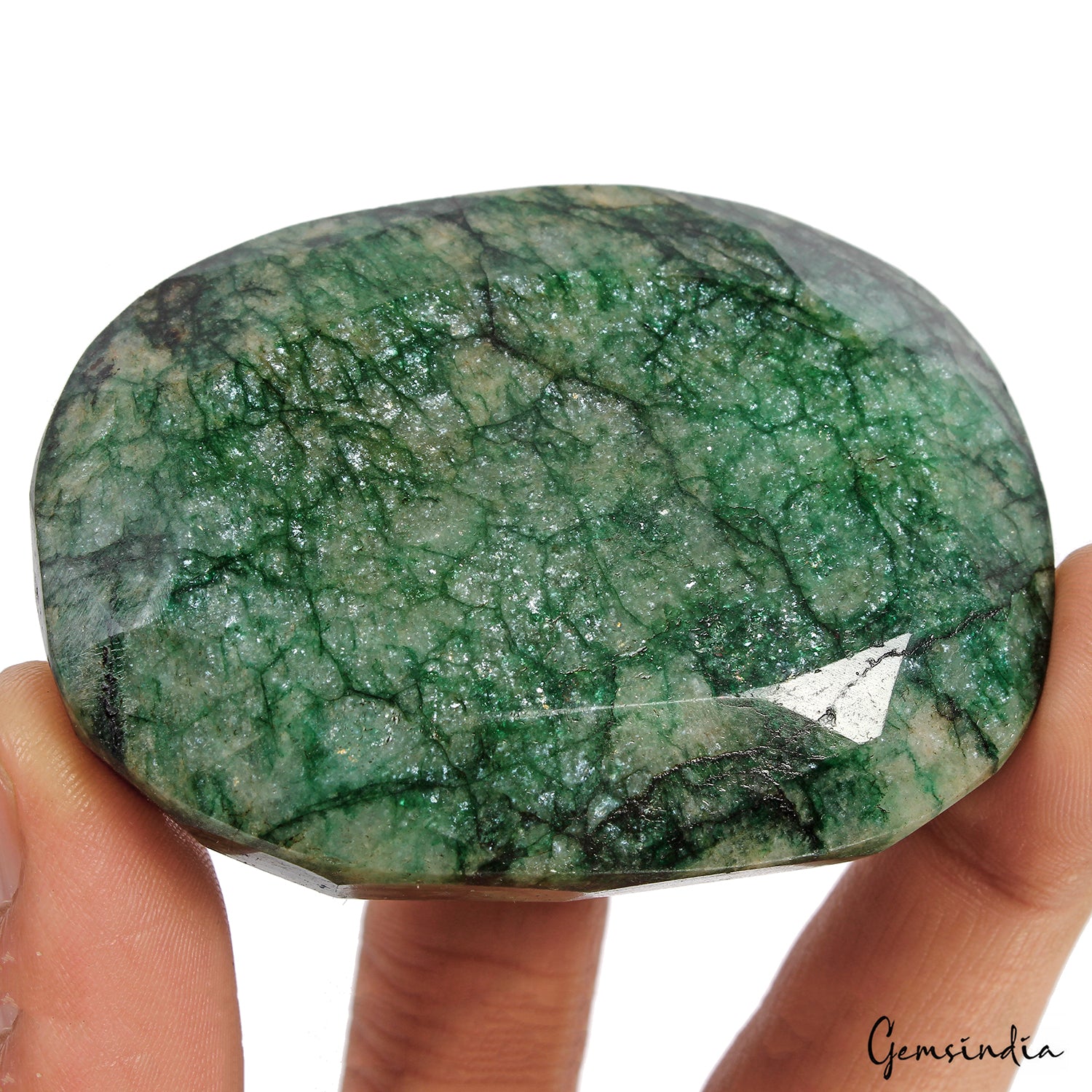Brazilian Emerald Loose Gemstone, Color Enhanced, Green — 74 x 55 x 23 mm, 850 Ct, Brazil