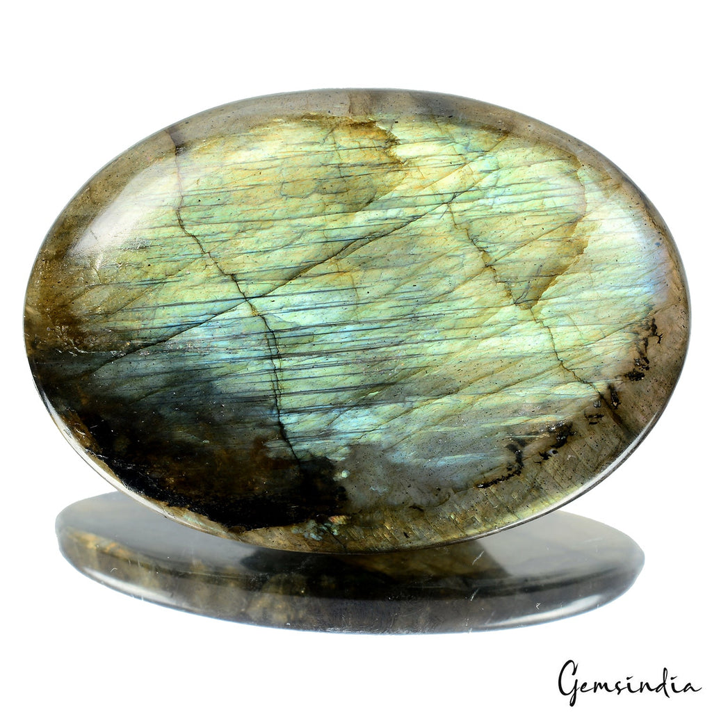 Certified 112.60 Cts. Natural Labradorite Flashy Oval Cabochon Loose Gemstone