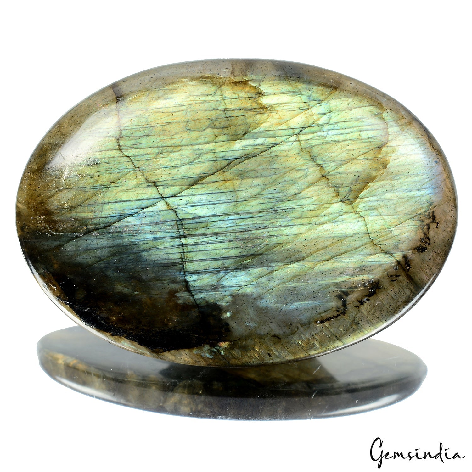 Certified 112.60 Cts. Natural Labradorite Flashy Oval Cabochon Loose Gemstone