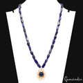 200 CtS Natural Blue Lapis Lazuli Fresh Water Pearl Beaded Handmade Necklace 18"