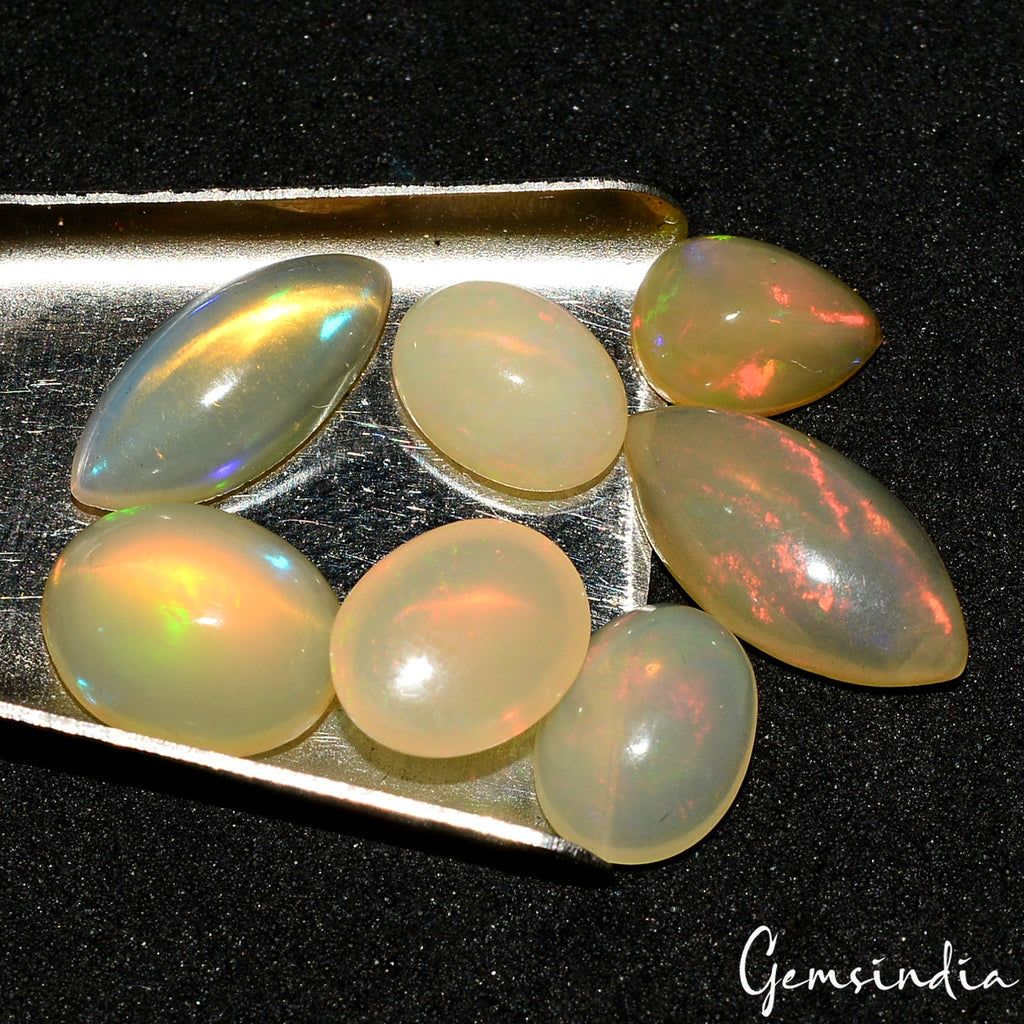 7.60 Ct Natural Untreated Welo Opal Multi Shine Mix Cabochon Loose Gemstone Lot