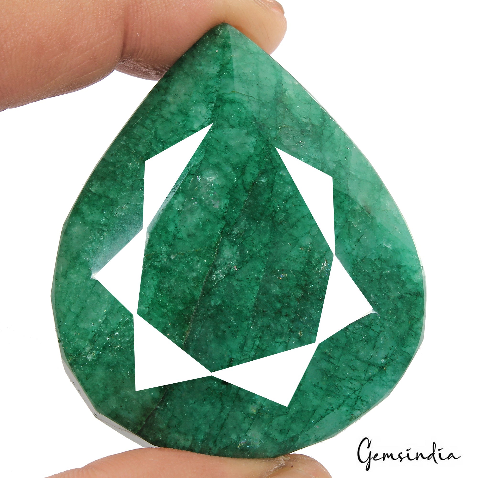 470 Ct Natural Green Brazilian Emerald Pear Faceted Earth Mined Loose Gemstone