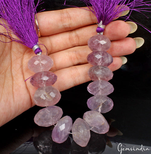 Amethyst Beaded Strand, Untreated, Purple — 12 Pieces, 18mm to 22mm, 440 Ct, Brazil