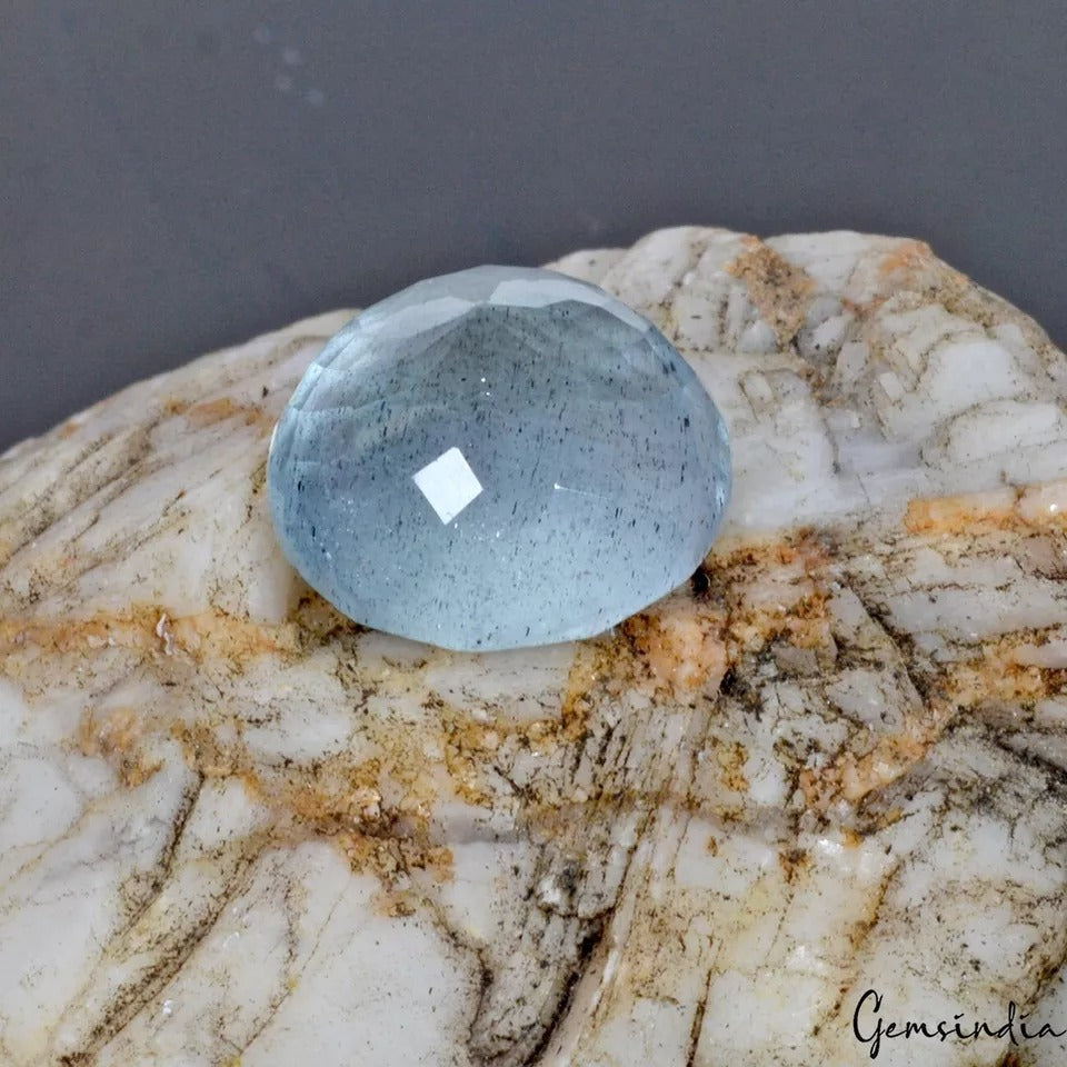 Certified 8.80 Ct Natural Untreated AAA Blue Aquamarine Round Cut Loose Gemstone