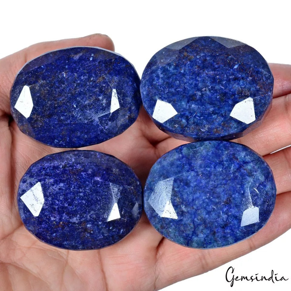 2050 Ct/4 Pcs Natural Blue Sapphire Oval Faceted Cut Madagascar Loose Gemstones