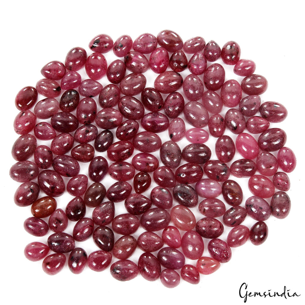 216.30 Ct Red Ruby Mix Shape Cabochon 6-8mm Loose Gemstones For Jewelry Making