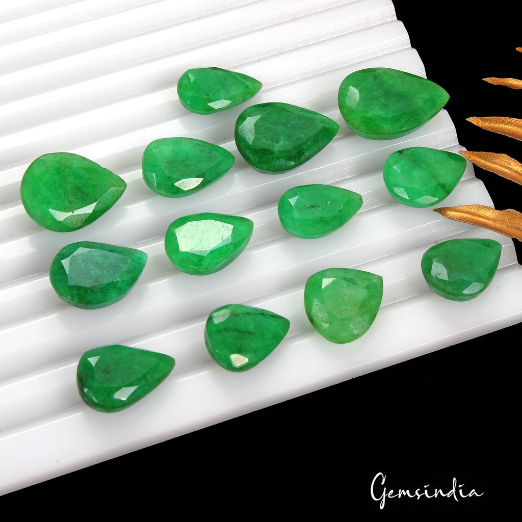 139.50 Ct/13 Pc Natural Brazilian Emerald Pear Cut Loose Gems Lot For Jewelry
