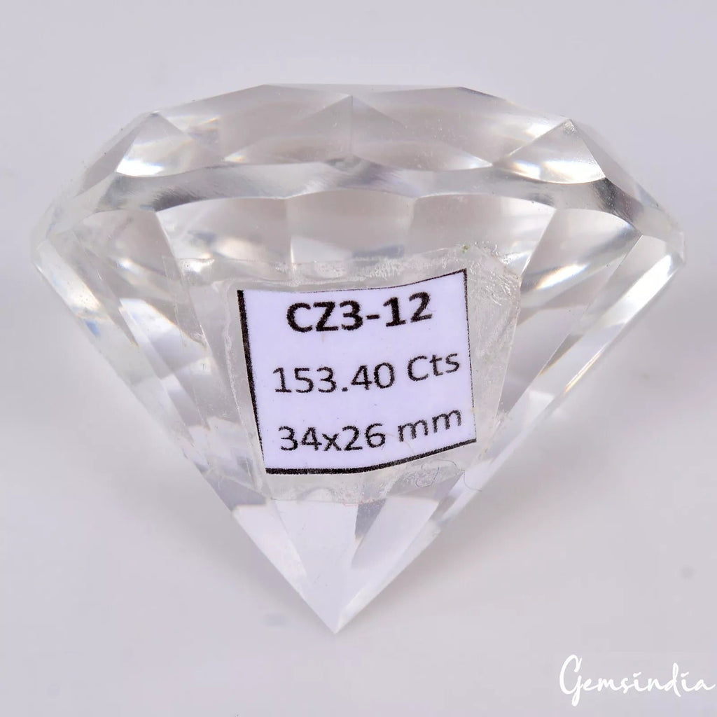 153.40 Cts Natural Brazilian Sparkling White Quartz Round Diamond Cut 34mm Gem