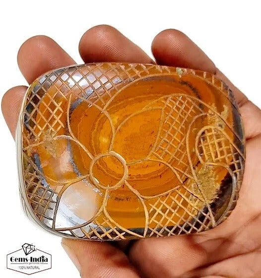 Natural Yellow Brown Tiger Eye Cushion Hand Carved Earth Mined 1290 Ct Loose Gem