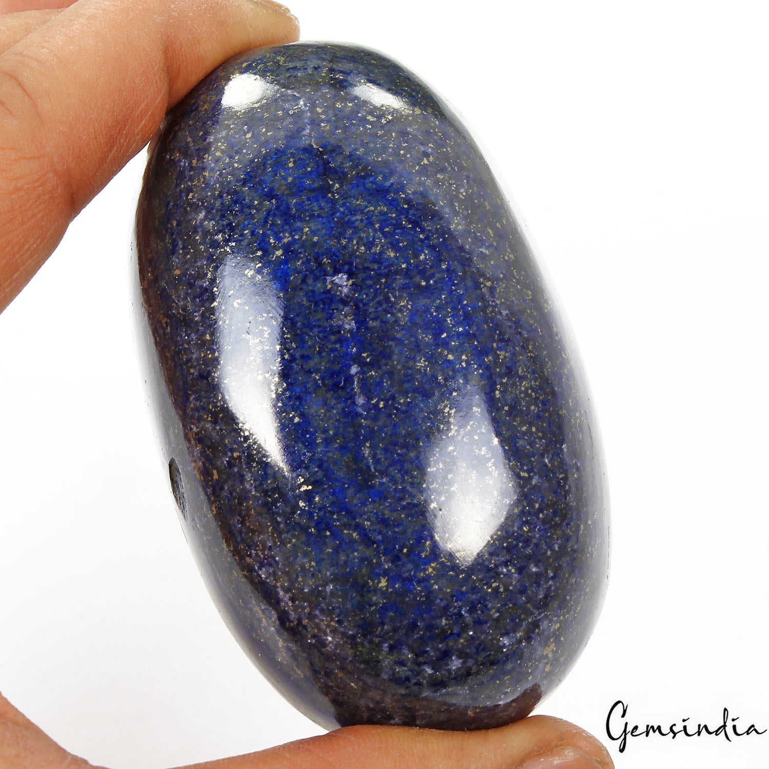 Pyrite Cabochon, Color Enhanced, Blue — 84x50x33mm, 1420 Ct, Afghanistan