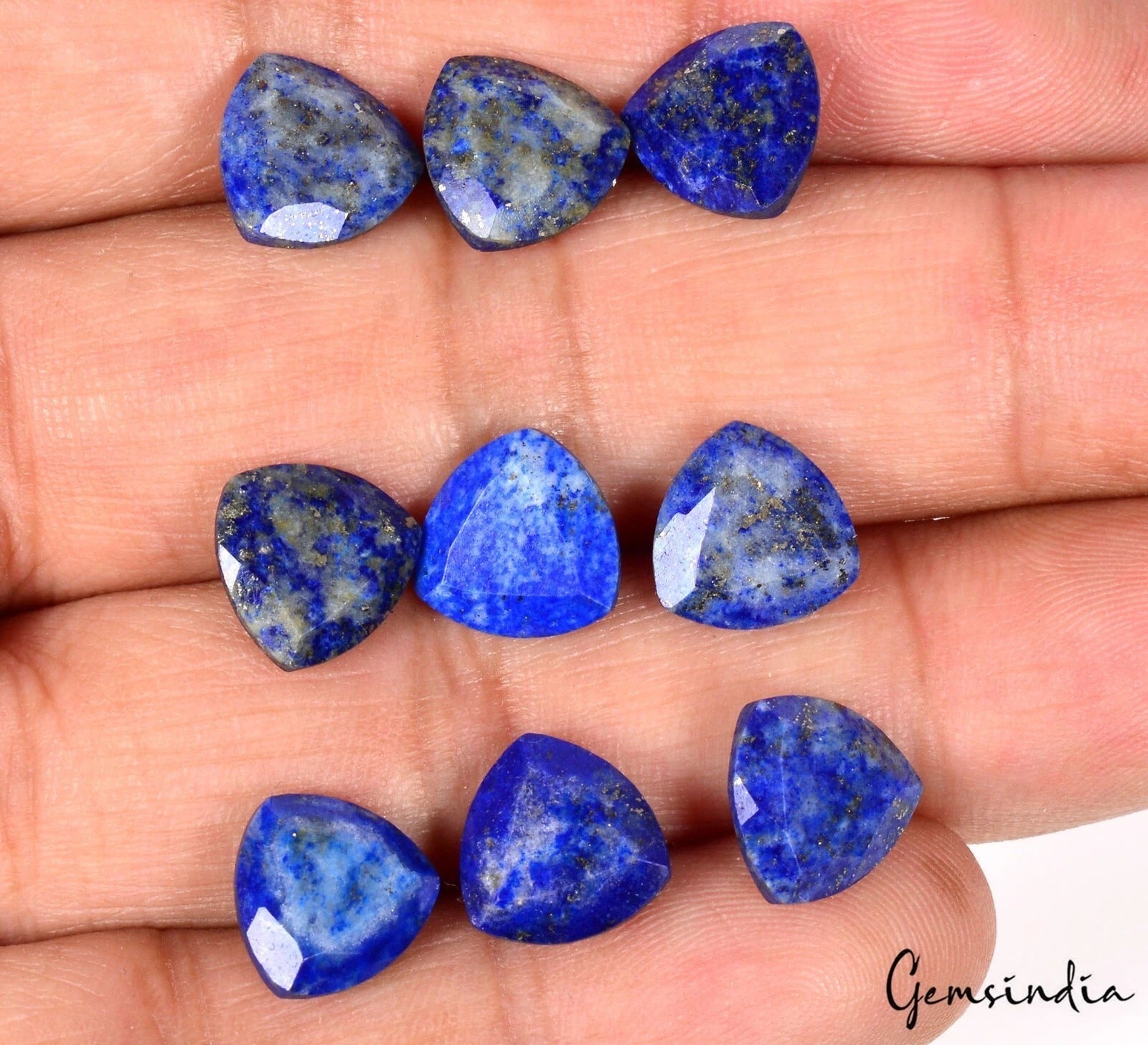 31.80 Cts/9 Pcs Natural Blue Lapis Lazuli Trillion Cut Calibrated 10x5mm Gem Lot