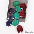 10 Pcs Lot Natural Ruby Emerald Sapphire Oval Faceted Loose Ring Size Gemstones
