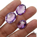 62.40 Ct/3 Pcs Natural Rich Purple Amethyst Oval Checker Cut Loose Gemstones Lot