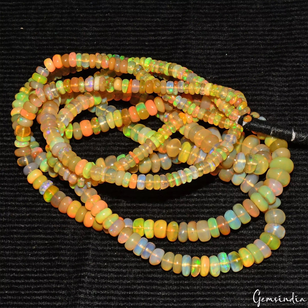 Natural Ethiopian Welo Fire Opal Rondelle Beads 14"Each/3 Strand ~ 162.10 Ct