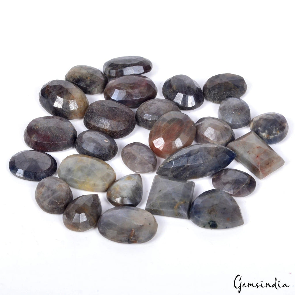 26 Pc Natural Blue Gray Sapphire Mix Cut Loose Faceted 12-25mm Gemstones ~290 Ct