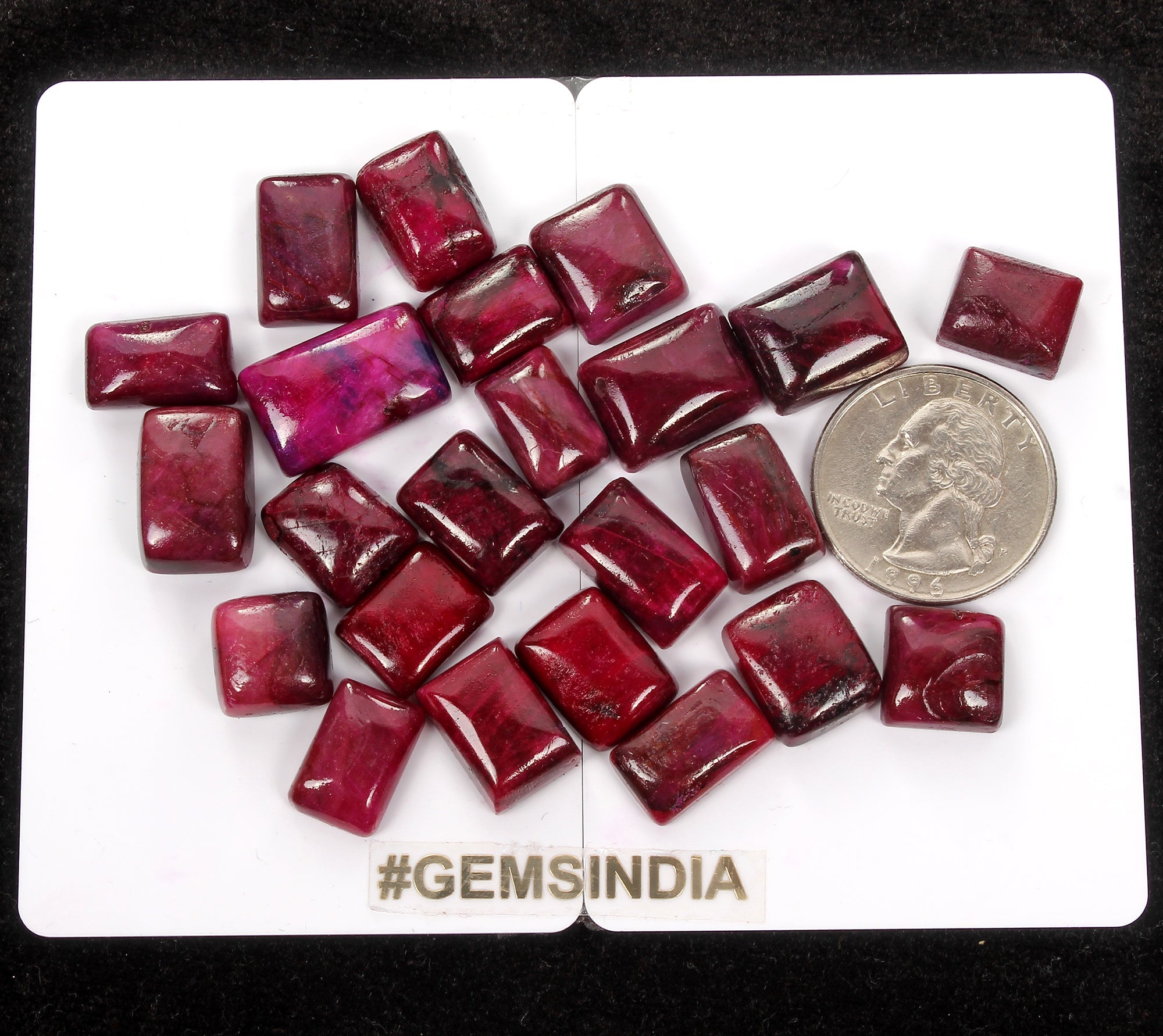 23 Pcs Natural Ruby 11-18mm Cushion Cabochon Red Loose Gemstones Ring Size