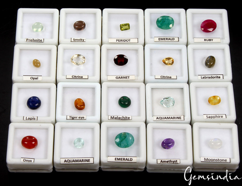 20 Pcs Estate Genuine Multi Gems Loose Multi Color Gemstones Collection w/ Boxes
