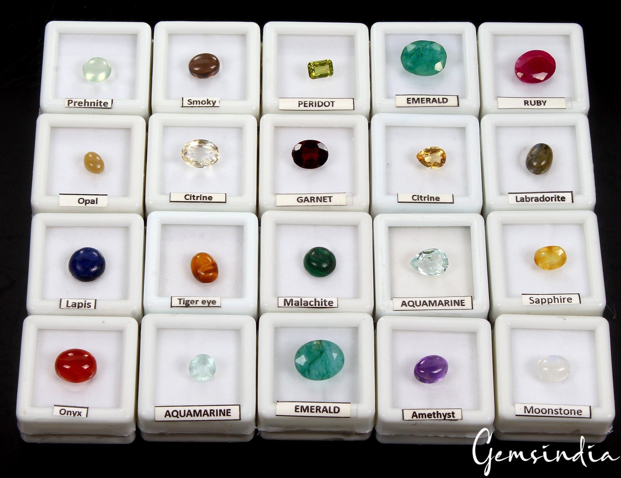 20 Pcs Estate Genuine Multi Gems Loose Multi Color Gemstones Collection w/ Boxes