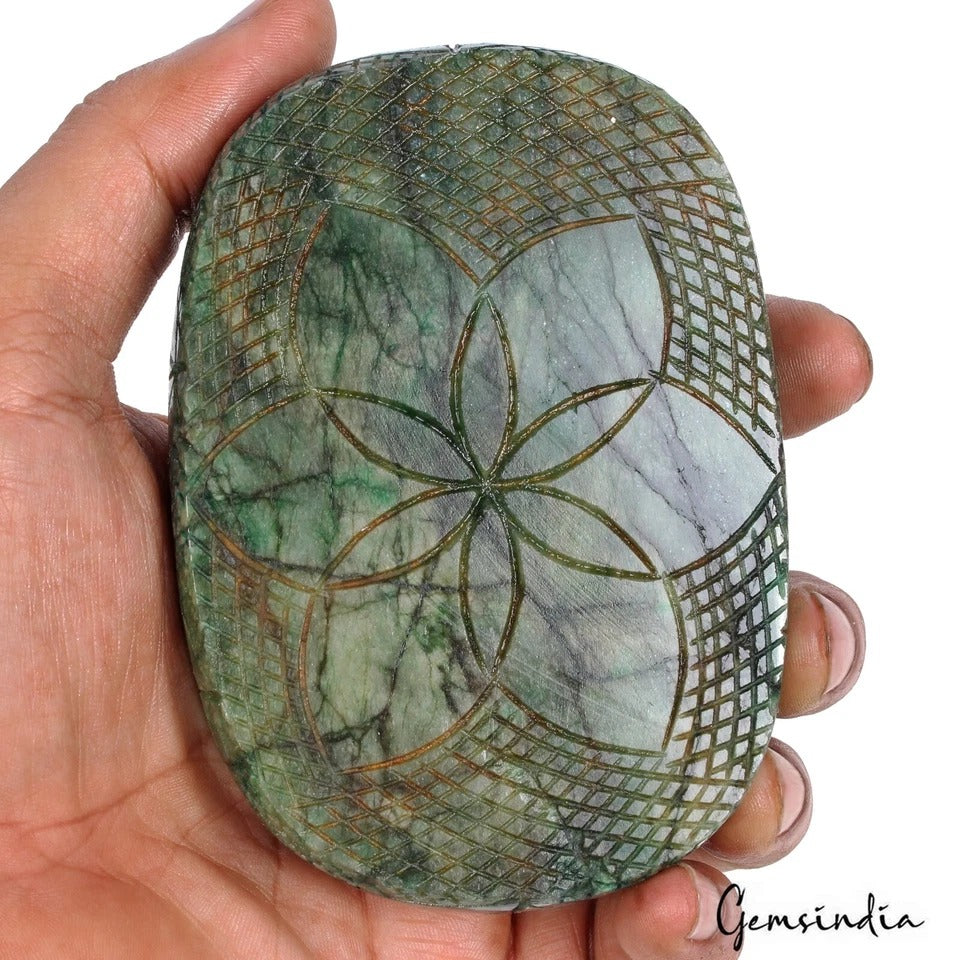 Certified 2450Ct Natural Brazilian Green Emerald Oval Shape Hand Carved Gemstone