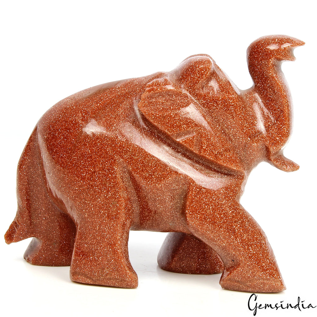 255 Ct Handmade Natural Brown Sunstone Baby Elephant Statue Sculpture ~1.7" tall