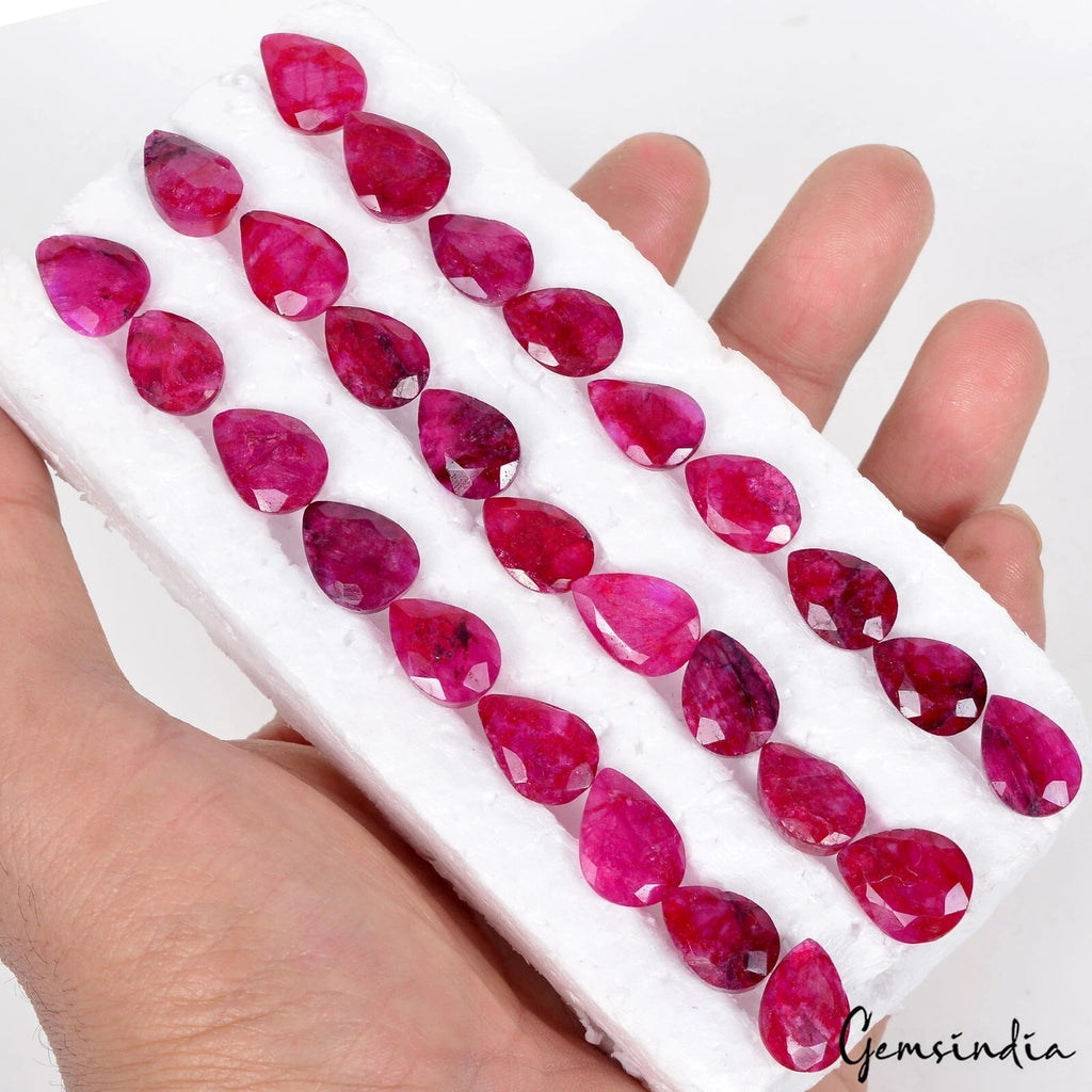 Red Beryl Lot, Loose Gemstone, Color Enhanced — 27 Pieces, 13mm to 15mm, 160.80 Ct, India