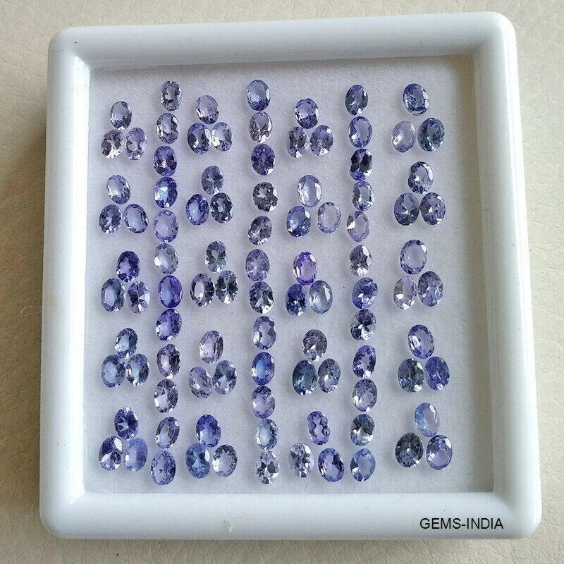 Certified 15.30 Ct Natural Untreated Blue Tanzanite Oval 4x3mm Loose Gems 96 Pcs