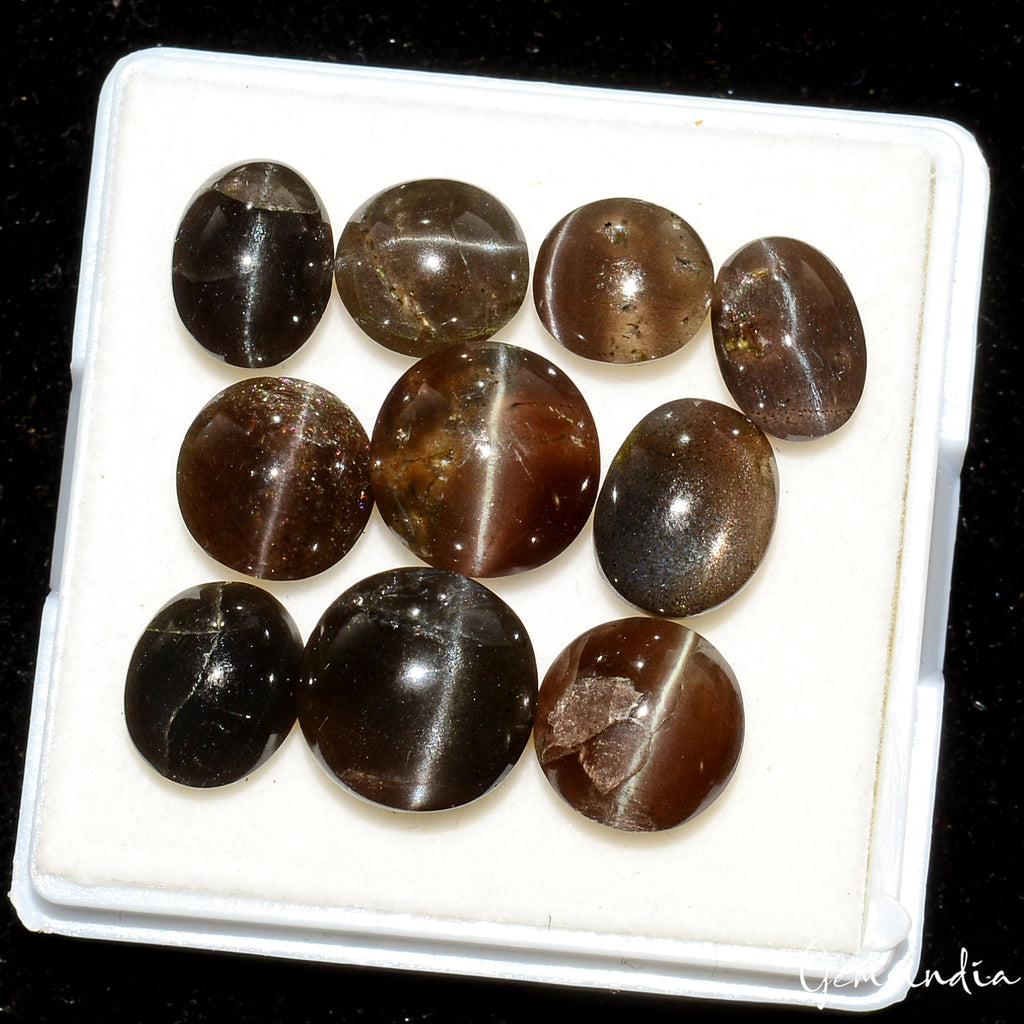 Natural Untreated Spectrolite Cats Eye Mix Cab Loose Gemstones 37.50 Ct/8-11mm