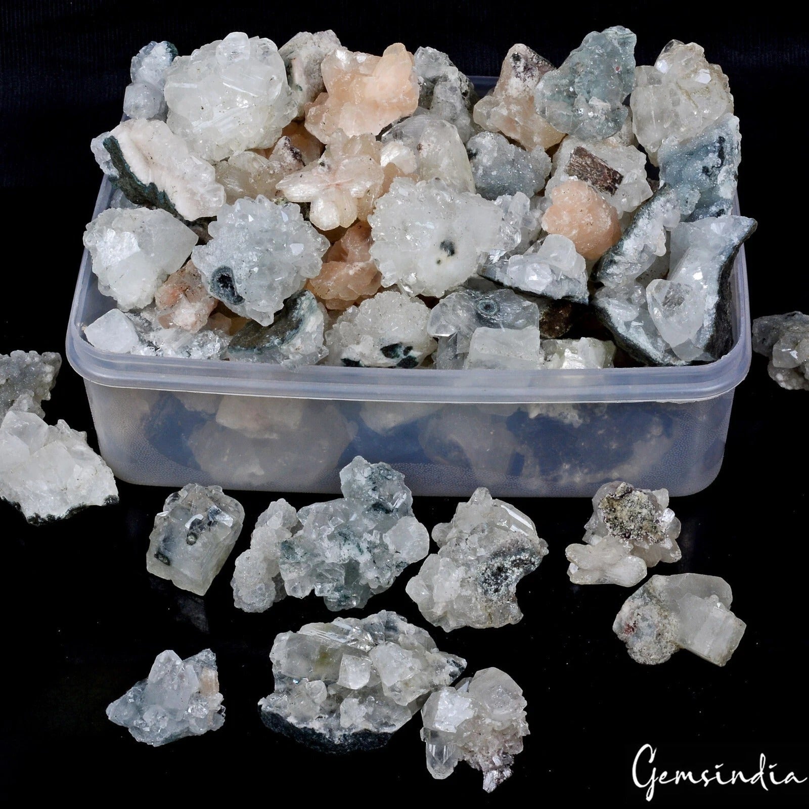 3 Kilo APOPHYLLITE Crystal Mineral Specimen Cluster Sugar DRUZY Natural INDIA