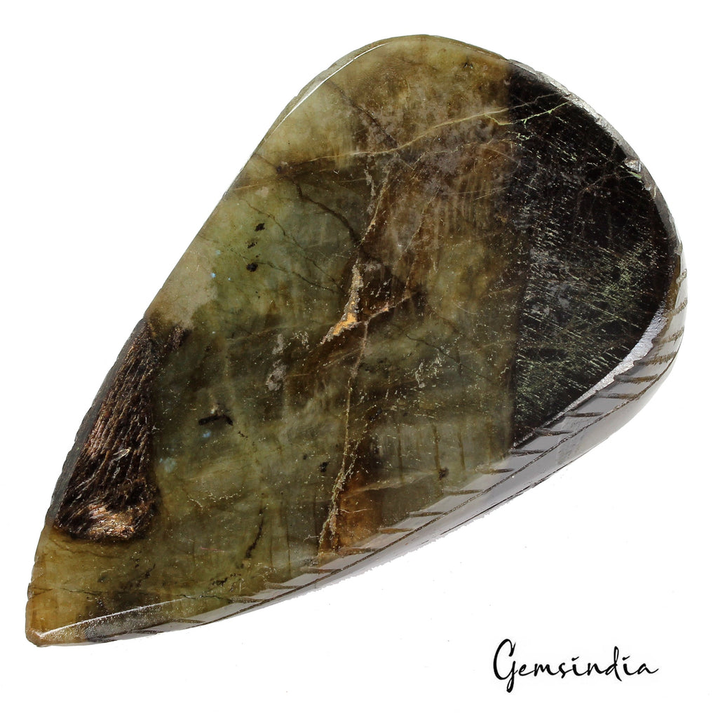 Natural Untreated Multi Shine Labradorire Pear Carving Earth Mined 1030 Ct Gems