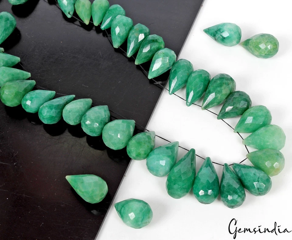 1500 Ct Natural Brazilian Green Emerald Pear Checker Cut Drill Bead/Briolettes