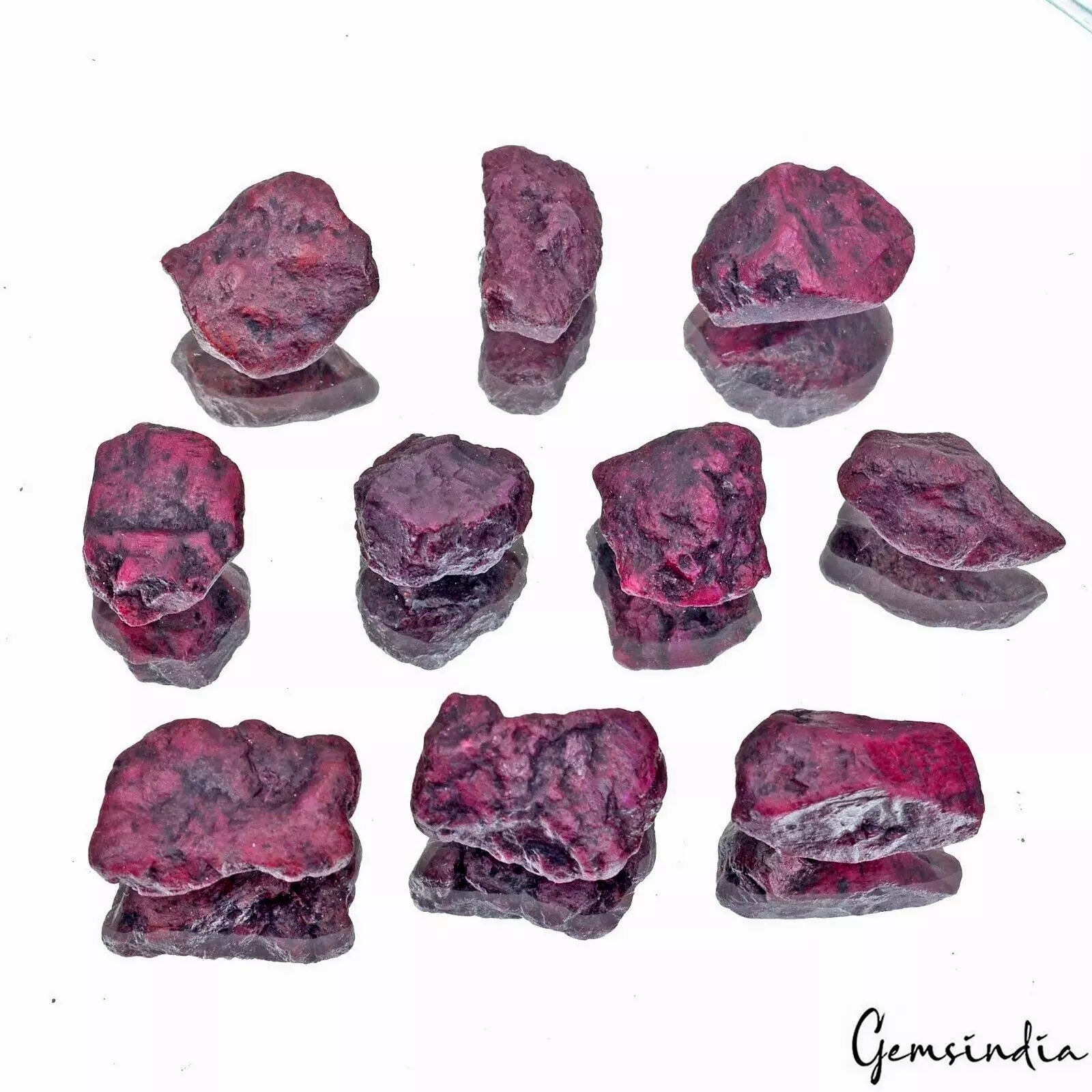 10 Pcs Natural Red Ruby Rough 15mm-22mm Loose Uncut Gemstones Specimen Wholesale