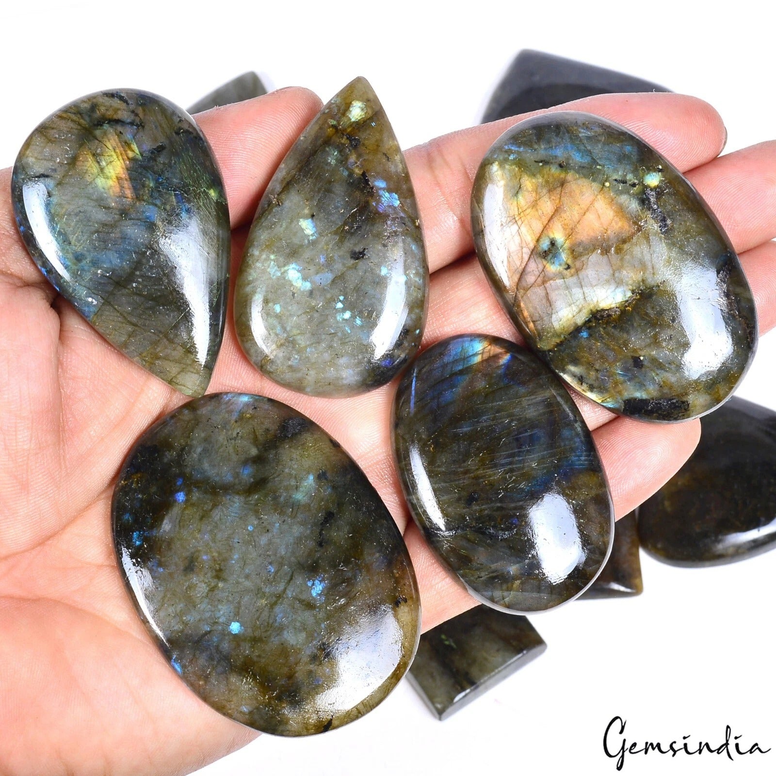 2300 Cts Natural Labradorite Cabochon Lot Multi-Shape Loose Gemstones 47-60mm