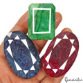 1060 Cts/3 Pcs Natural Red Ruby Blue Beryl Green Emerald Mix Cut Loose Gems Lot