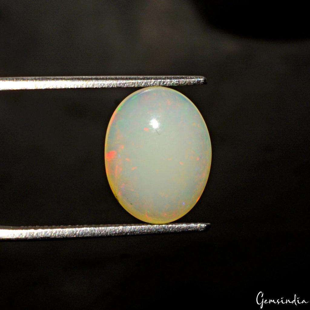 Fire Opal Loose Gemstone, Untreated, White — 14x11x4 mm, 2.80 Ct, Australia