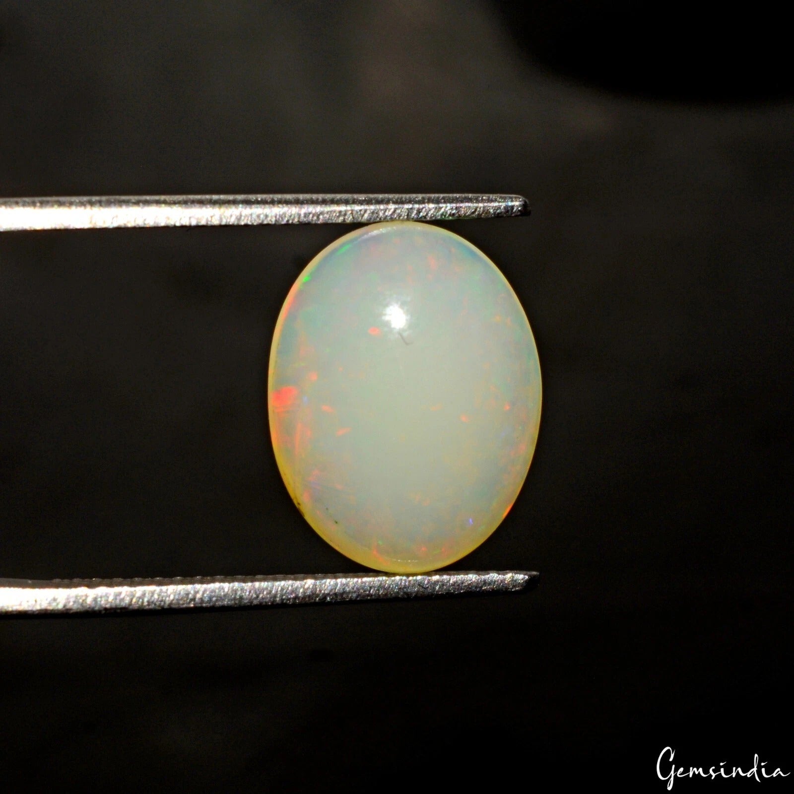 Fire Opal Loose Gemstone, Untreated, White — 14x11x4 mm, 2.80 Ct, Australia