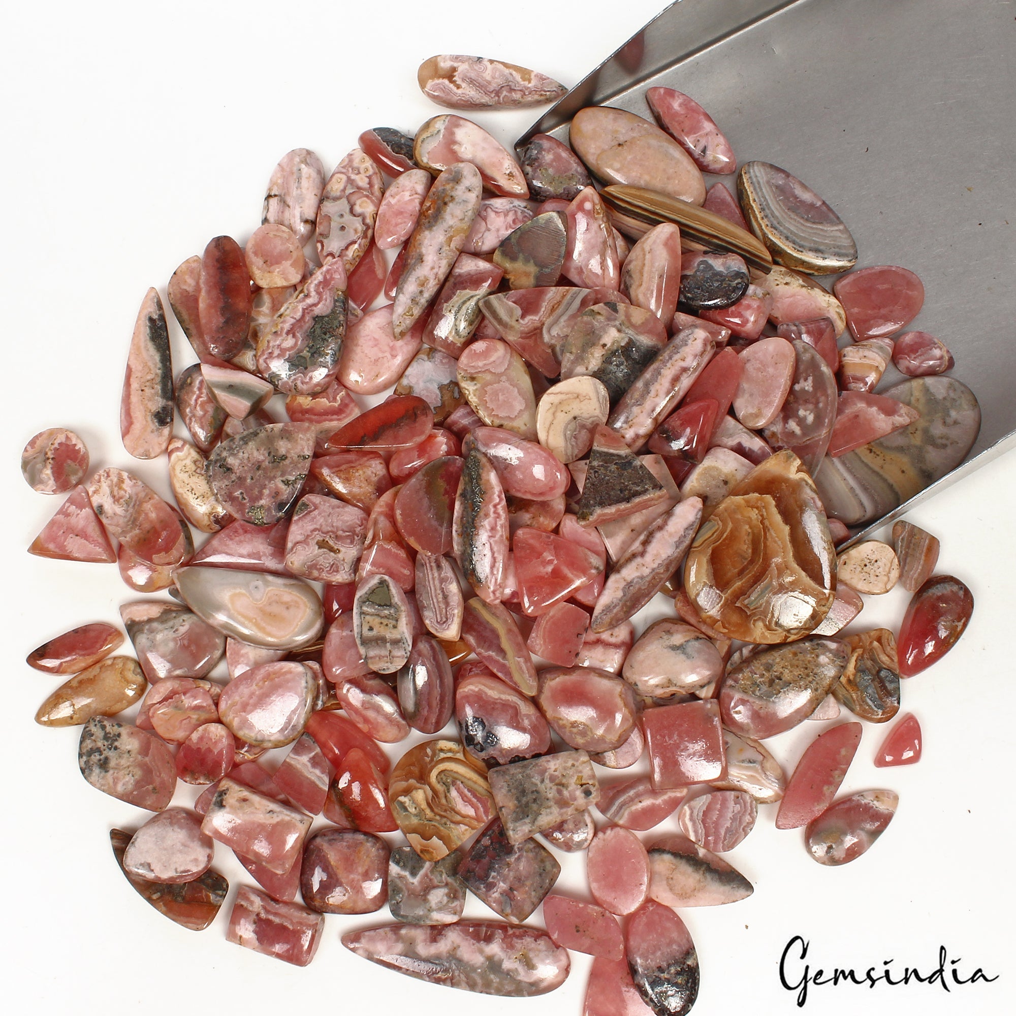 1260 Ct/170 Pcs Natural Untreated Bi Color Rhodochrosite Mix Cab Loose Gems Lot