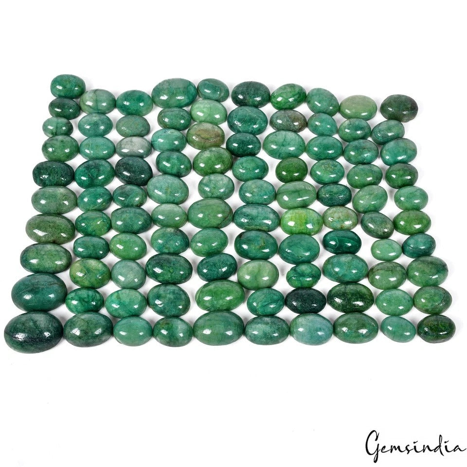 1220 Ct Natural Green Emerald Oval Cabochon Loose Gemstone Wholesale Lot 100 Pcs