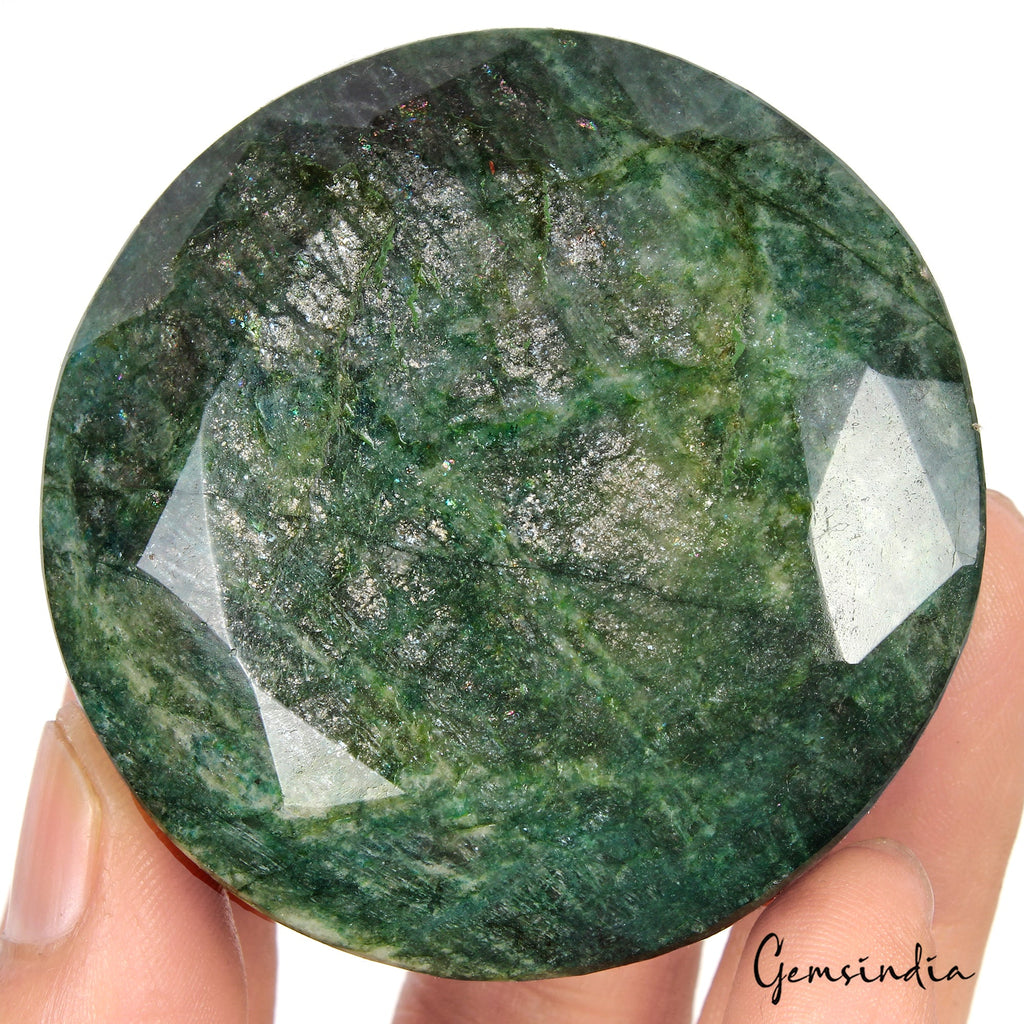 800 Ct Natural Brazilian Dark Green Emerald Round Faceted Cut Huge Size Gemstone