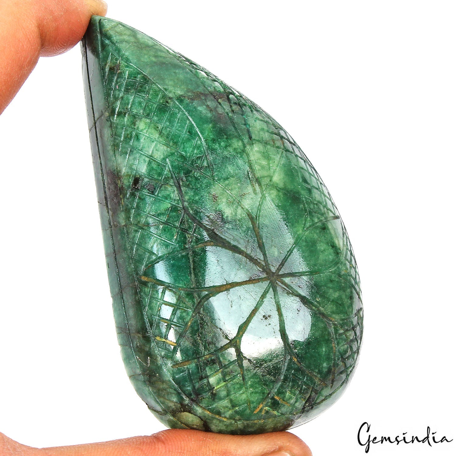 940 Cts Natural Brazilian Green Emerald Pear Leaf Cut Hand Carved Loose Huge Gem