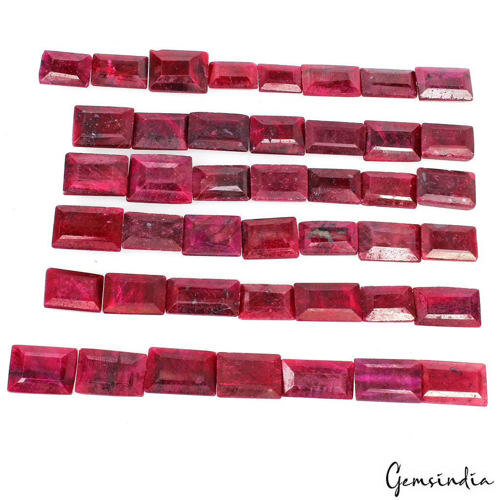 500 Cts/43 Pcs Natural African Red Ruby Baguette Cut Loose Gems Lot For Jewelry