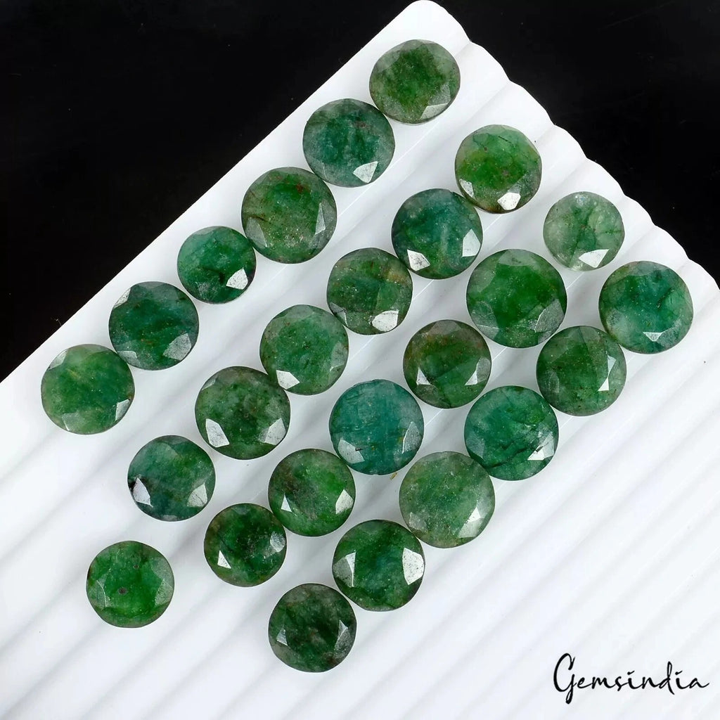 Emerald Lot, Loose Gemstone, Color Enhanced, Green — 25 Pieces, 12mm to 15mm, 250.00 Ct, Zambia