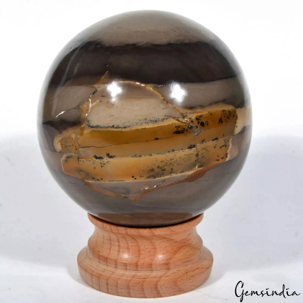3100 Ct Natural Forest Agate Healing Crystal Mineral Gems Sphere Ball With Stand