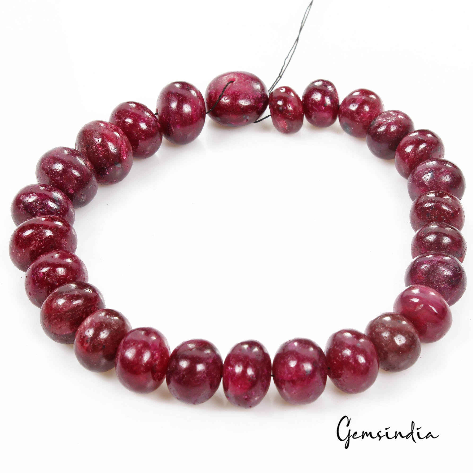 Certified 700 Ct/30 Pcs Natural Nice Red Ruby Round Cab Drilled Bead For Jewelry