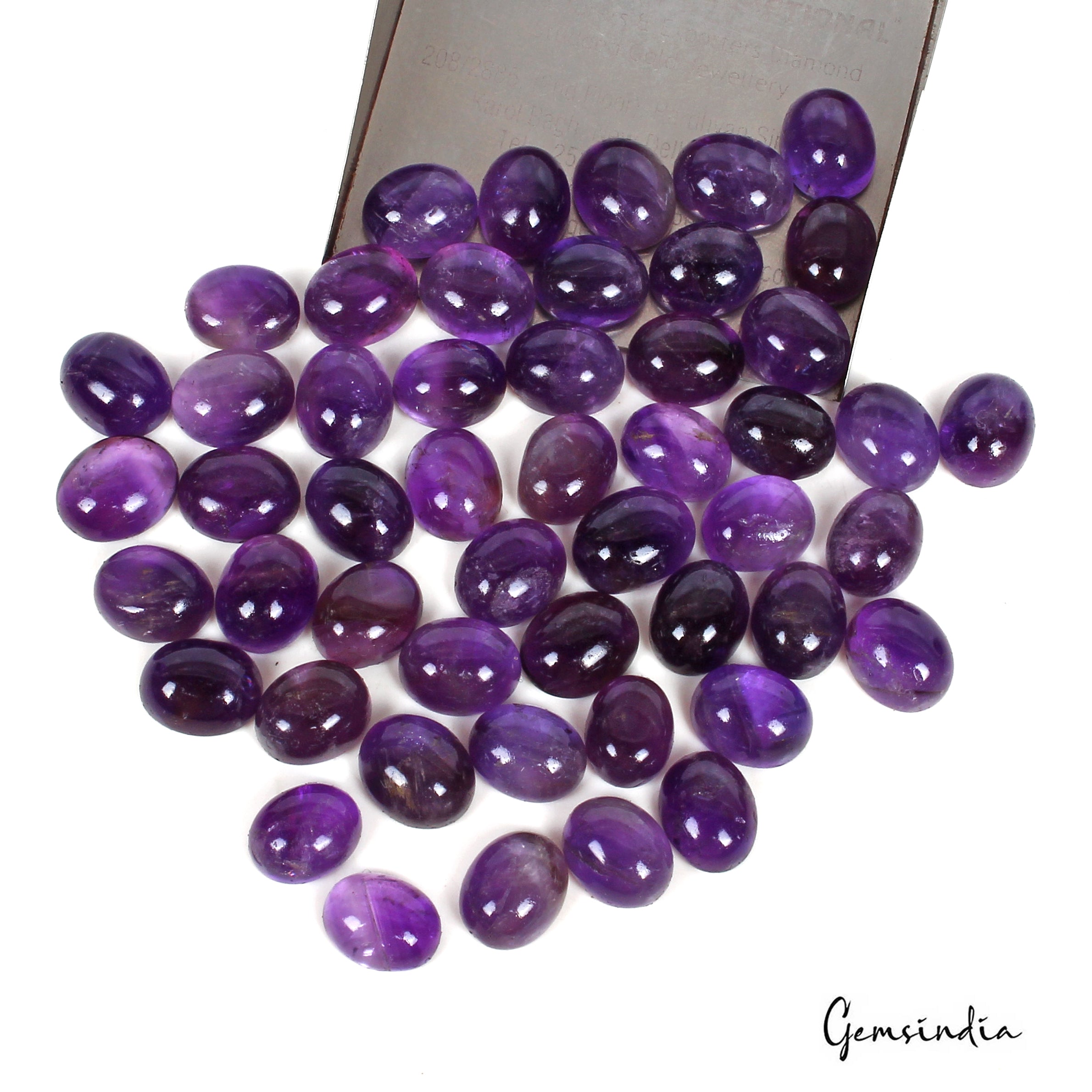 Amethyst Lot, Cabochon, Untreated, Purple — 50 Pieces, 9mm to 11mm, 200 Ct, Brazil