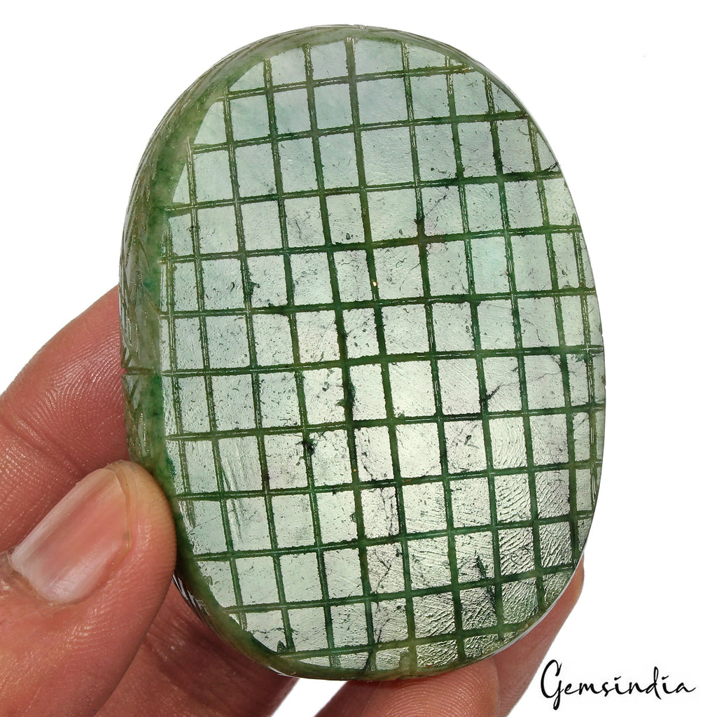 Natural Green Brazilian Emerald Oval Cut Both Side Carving Earth Mined 770Ct Gem