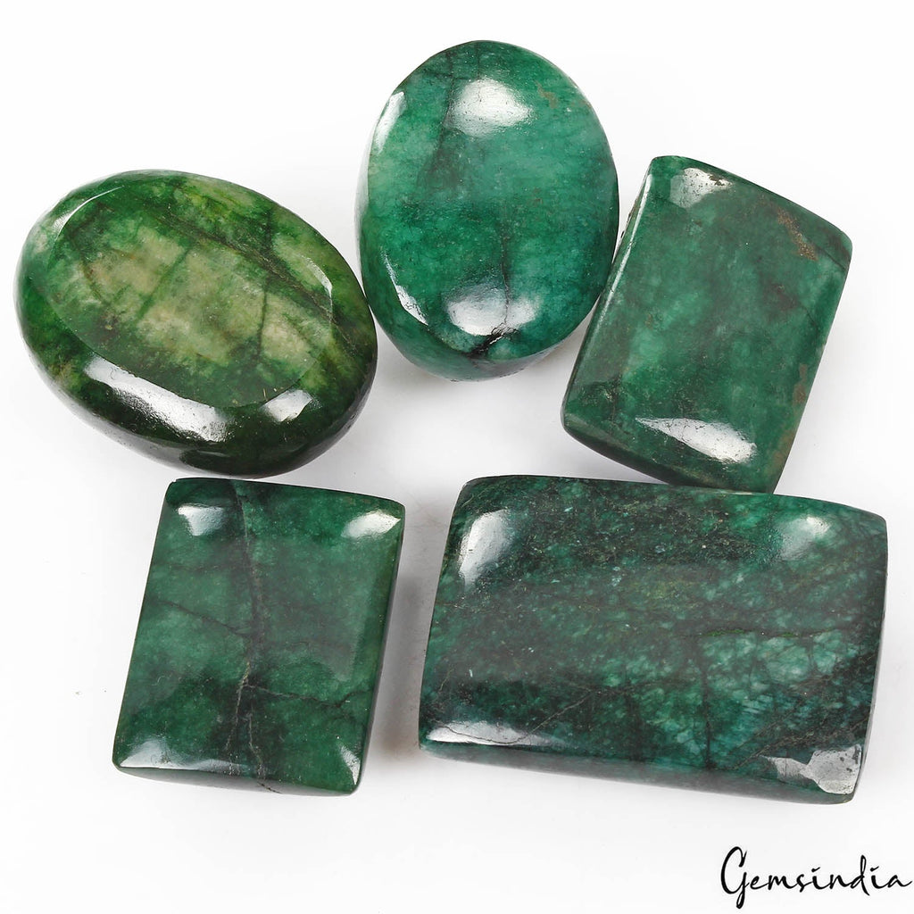 980 Ct/5 Pcs Natural Brazilian Bottle Green Emerald Mix Cab Loose Wholesale Gems